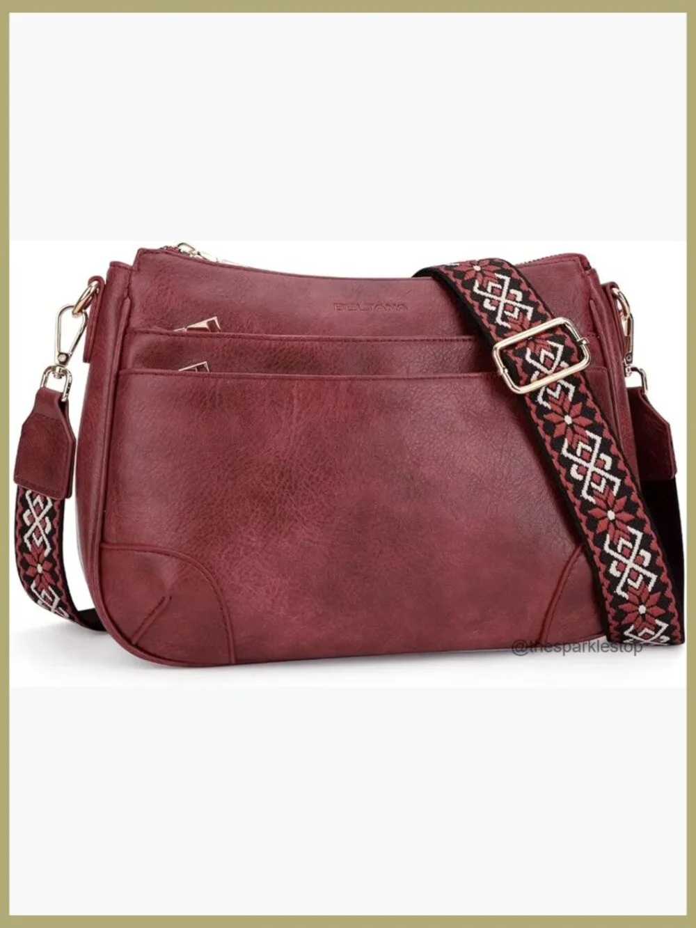 Vegan Leather Hobo Crossbody Bag with Adjustable Wide Strap and Multiple Pockets